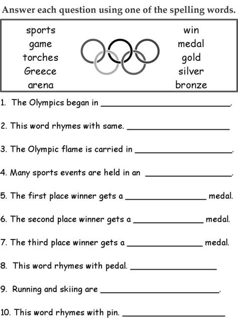 Free Printable Olympic Worksheets